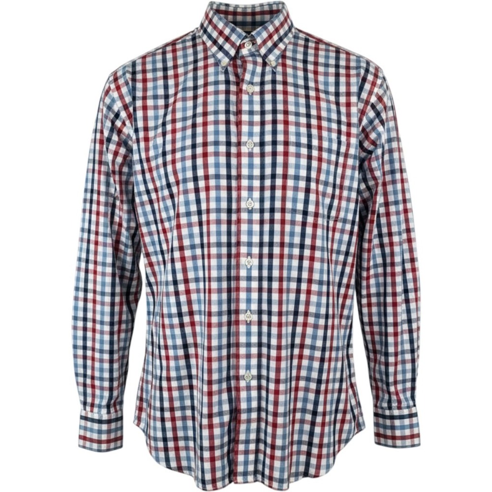 Ivy Crew Classics Mens XL Red White Blue Plaid Long Sleeve Button Down Shirt